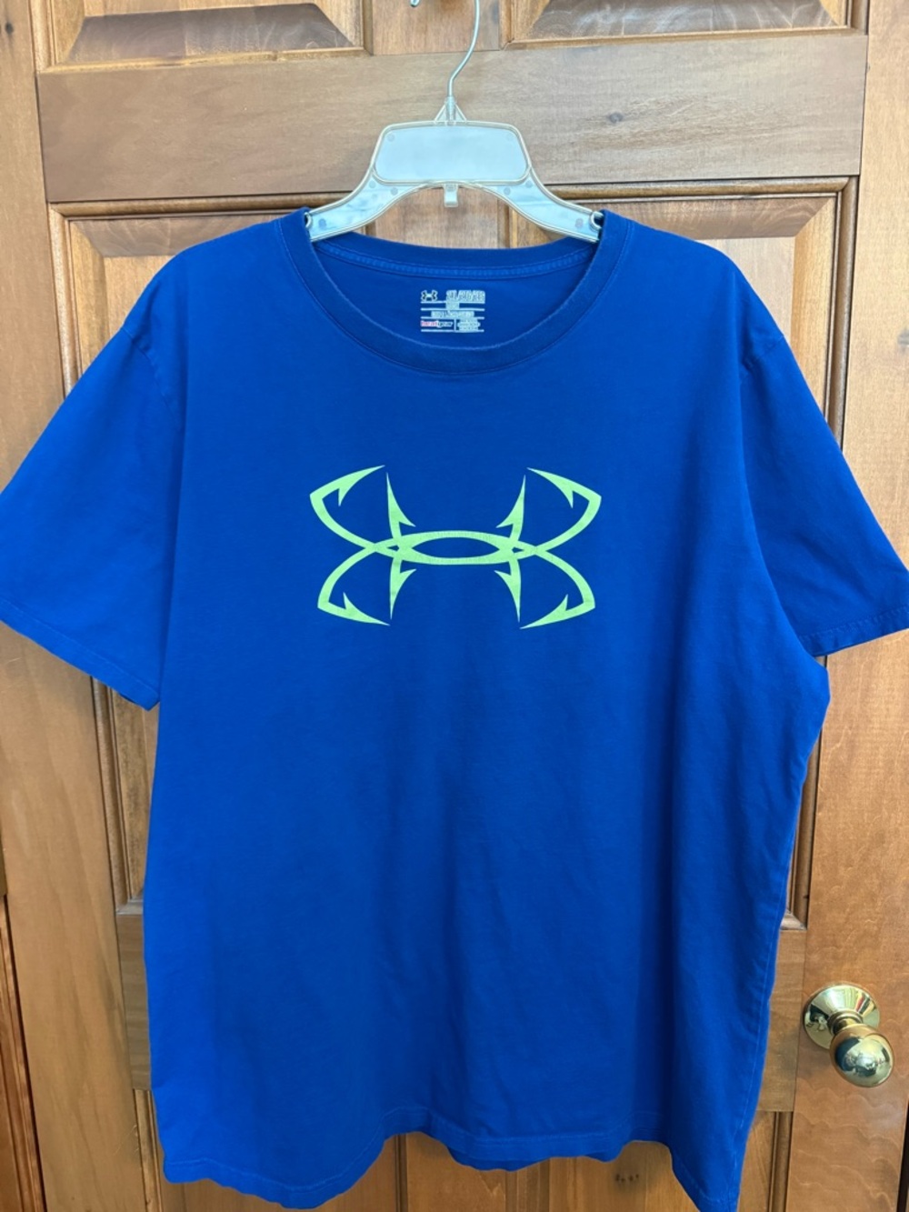 Under Armour Royal Blue Short-Sleeve Tee with Neon Lime Logo